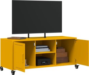 vidaXL Szafka RTV, musztardowa, 100,5x39x43,5 cm, stal 5