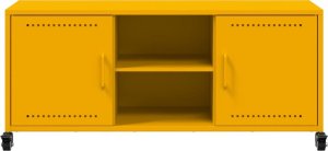 vidaXL Szafka RTV, musztardowa, 100,5x39x43,5 cm, stal 6