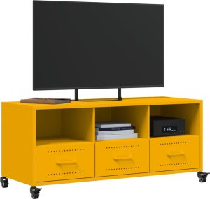 vidaXL Szafka RTV, musztardowa, 100,5x39x43,5 cm, stal 4