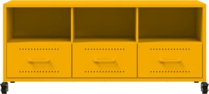 vidaXL Szafka RTV, musztardowa, 100,5x39x43,5 cm, stal 6