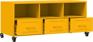 vidaXL Szafka RTV, musztardowa, 100,5x39x43,5 cm, stal 9