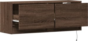 vidaXL Ścienna szafka TV z LED, brązowy dąb, 100x31x35 cm 9
