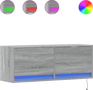 vidaXL Ścienna szafka TV z LED, szary dąb sonoma, 100x31x35 cm 2