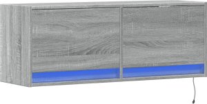 vidaXL Ścienna szafka TV z LED, szary dąb sonoma, 100x31x35 cm 3