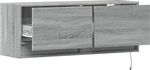 vidaXL Ścienna szafka TV z LED, szary dąb sonoma, 100x31x35 cm 9