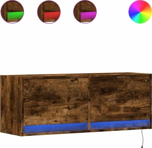 vidaXL Ścienna szafka TV z LED, przydymiony dąb, 100x31x35 cm 2
