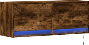 vidaXL Ścienna szafka TV z LED, przydymiony dąb, 100x31x35 cm 3