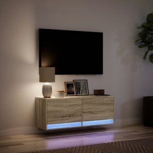 vidaXL Ścienna szafka TV z LED, dąb sonoma, 100x31x35 cm 5