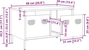vidaXL Szafka RTV, czarna, 68x39x43,5 cm, stal walcowana na zimno 12