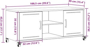 vidaXL Szafka RTV, czarna, 100,5x39x43,5 cm, stal 12
