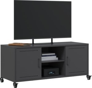 vidaXL Szafka RTV, czarna, 100,5x39x43,5 cm, stal 4