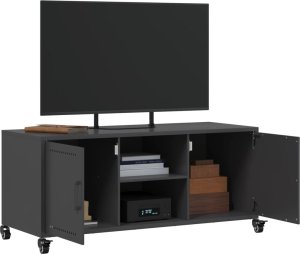 vidaXL Szafka RTV, czarna, 100,5x39x43,5 cm, stal 5