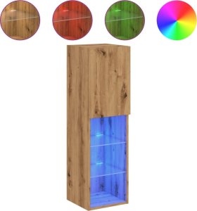 vidaXL Szafka TV z LED, dąb artisian, 30,5x30x102 cm 2