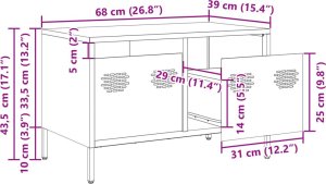 vidaXL Szafka RTV, musztardowa, 68x39x43,5 cm, stal walcowana na zimno 12