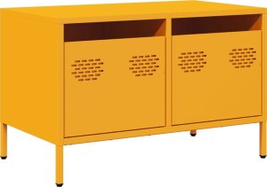vidaXL Szafka RTV, musztardowa, 68x39x43,5 cm, stal walcowana na zimno 2