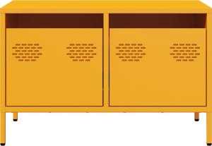 vidaXL Szafka RTV, musztardowa, 68x39x43,5 cm, stal walcowana na zimno 4