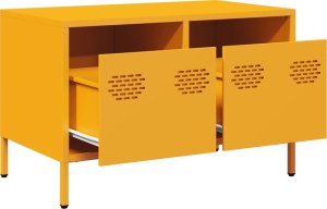 vidaXL Szafka RTV, musztardowa, 68x39x43,5 cm, stal walcowana na zimno 5