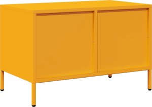 vidaXL Szafka RTV, musztardowa, 68x39x43,5 cm, stal walcowana na zimno 7