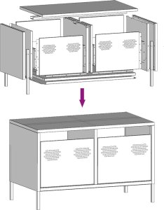 vidaXL Szafka RTV, musztardowa, 68x39x43,5 cm, stal walcowana na zimno 9