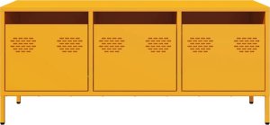 vidaXL Szafka RTV, żółta, 101,5x39x43,5 cm, stal walcowana na zimno 4