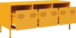 vidaXL Szafka RTV, żółta, 101,5x39x43,5 cm, stal walcowana na zimno 5