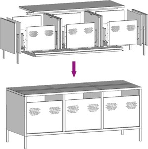 vidaXL Szafka RTV, żółta, 101,5x39x43,5 cm, stal walcowana na zimno 9