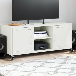 vidaXL Szafka RTV, biała, 100,5x39x43,5 cm, stal 1