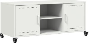 vidaXL Szafka RTV, biała, 100,5x39x43,5 cm, stal 2