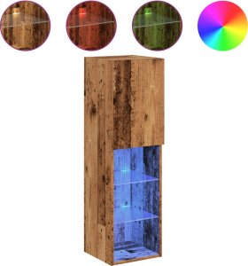 vidaXL Szafka TV, z LED, stare drewno, 30,5x30x102 cm 2