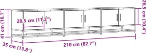 vidaXL Szafka pod TV, przydymiony dąb, 210x35x41 cm 10