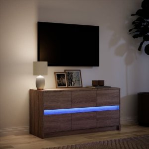 vidaXL Szafka pod TV z LED, brązowy dąb, 100x34x50 cm 5