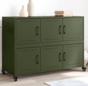 vidaXL Szafka, oliwkowa, 100,5x39x72 cm, stal 1