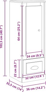 vidaXL Szafka, dąb artisian, 36x35,5x103,5 cm 11