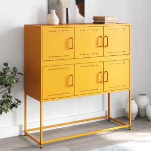 vidaXL Szafka, musztardowa, 100,5x39x107 cm, stal 1