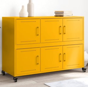 vidaXL Szafka, musztardowa, 100,5x39x72 cm, stal 1