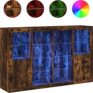 vidaXL Szafki z oświetleniem LED, 3 szt., przydymiony dąb 2