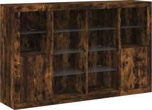 vidaXL Szafki z oświetleniem LED, 3 szt., przydymiony dąb 5