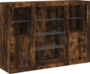 vidaXL Szafki z oświetleniem LED, 3 szt., przydymiony dąb 5