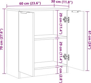 vidaXL Szafka, dąb artisian, 60x30x70 cm, materiał drewnopochodny 10