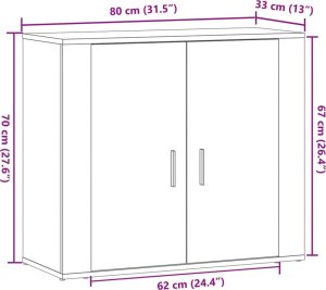 vidaXL Szafka, dąb artisian, 80x33x70 cm, materiał drewnopochodny 9