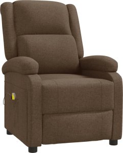 vidaXL Fotel z masażem, brązowy, obity tkaniną 3