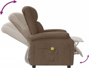 vidaXL Fotel z masażem, brązowy, obity tkaniną 7