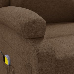 vidaXL Fotel z masażem, brązowy, obity tkaniną 8
