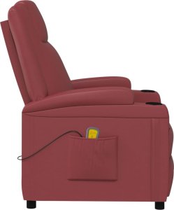 vidaXL Fotel masujący, winna czerwień, obity sztuczną skórą 4