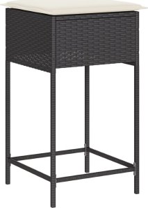 vidaXL Ogrodowe stołki barowe z poduszkami, 2 szt., czarne, polirattan 4