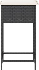 vidaXL Ogrodowe stołki barowe z poduszkami, 2 szt., czarne, polirattan 5