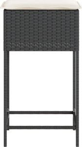 vidaXL Ogrodowe stołki barowe z poduszkami, 2 szt., czarne, polirattan 6