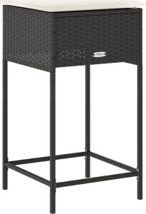 vidaXL Ogrodowe stołki barowe z poduszkami, 2 szt., czarne, polirattan 7