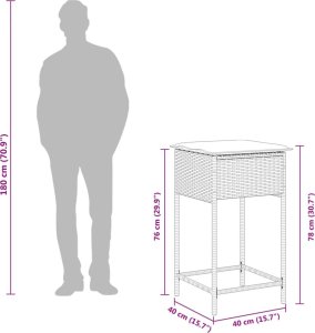 vidaXL Ogrodowe stołki barowe z poduszkami, 2 szt., czarne, polirattan 10