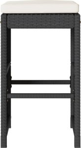 vidaXL Ogrodowe stołki barowe z poduszkami, 2 szt., czarne, polirattan 4